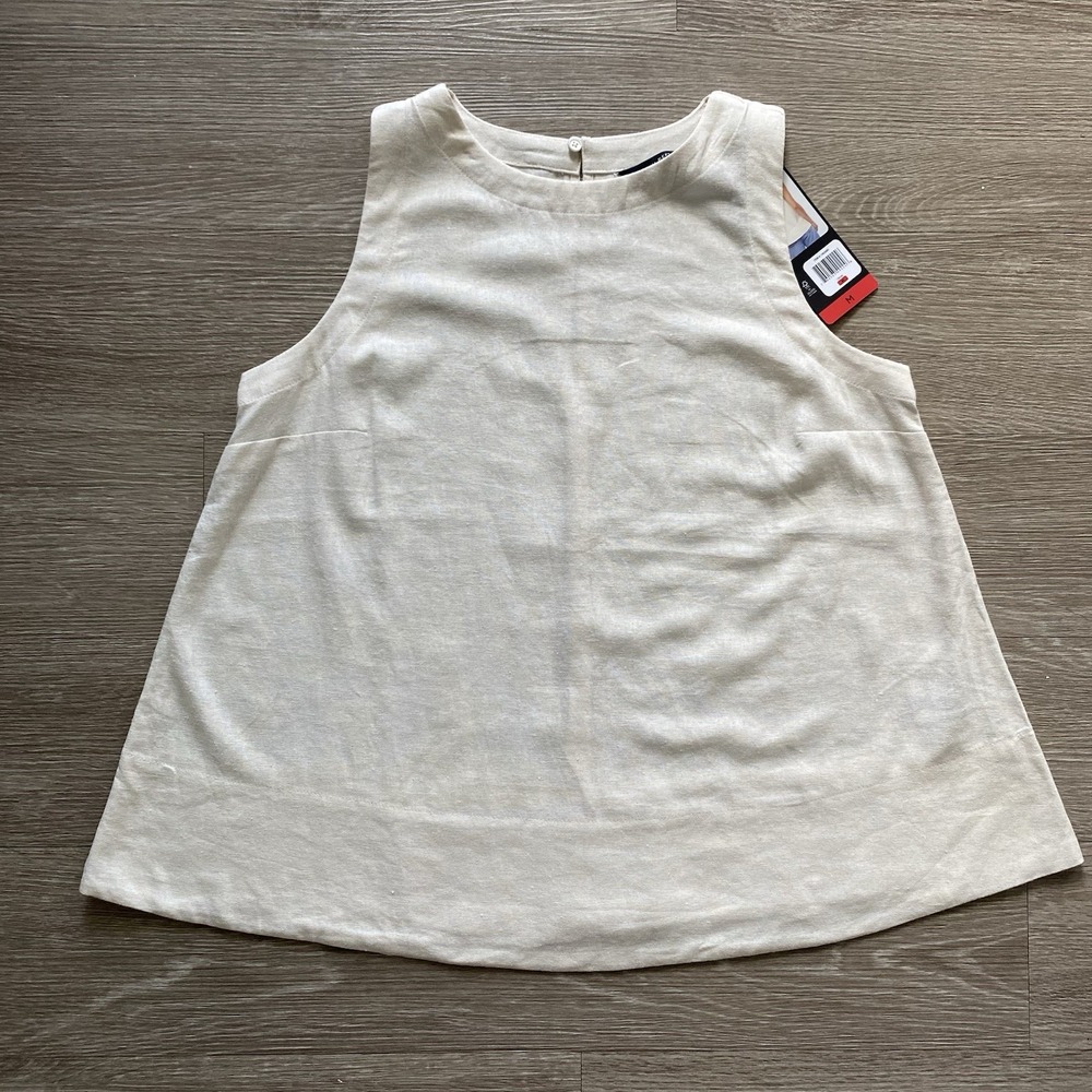 Banana Republic Linen Blend Tank Top Womens M Beige Lagenlook Coastal Sleeveless